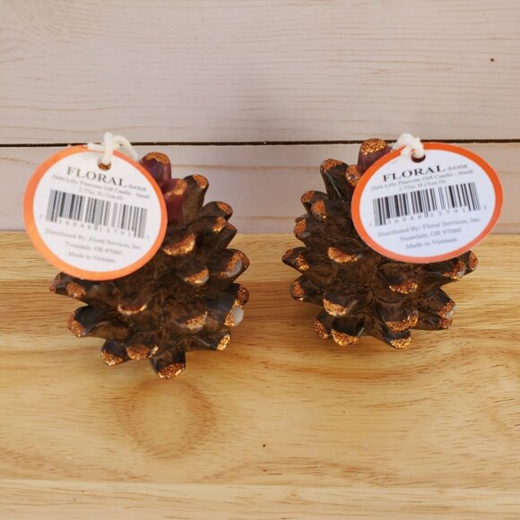 Decorative Debi Lilly Design Pinecone Candles W/ Glitter Set Of 2  3" Tall - Picture 2 of 12